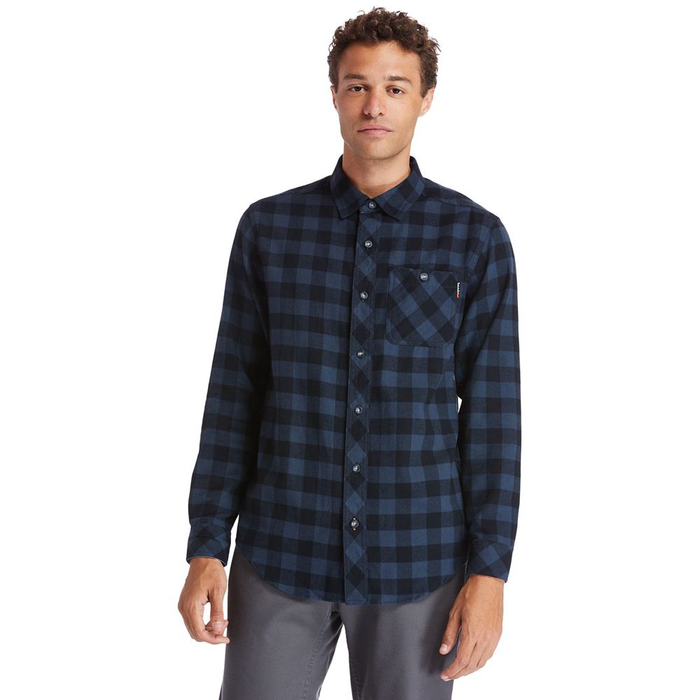 Timberland Πουκαμισα Ανδρικα Σκουρο Μπλε - Pro® Woodfort Midweight Flannel Work - Greece 2580419-EO